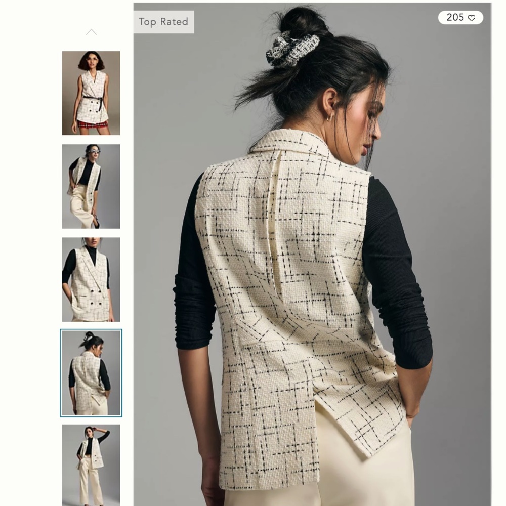 Anthropologie Maeve Tweed Vest, Black/White, 12 - Picture 3 of 11